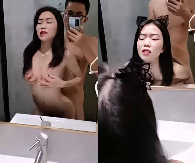Sugar baby sedang mencuci wajahnya saat dia bercinta