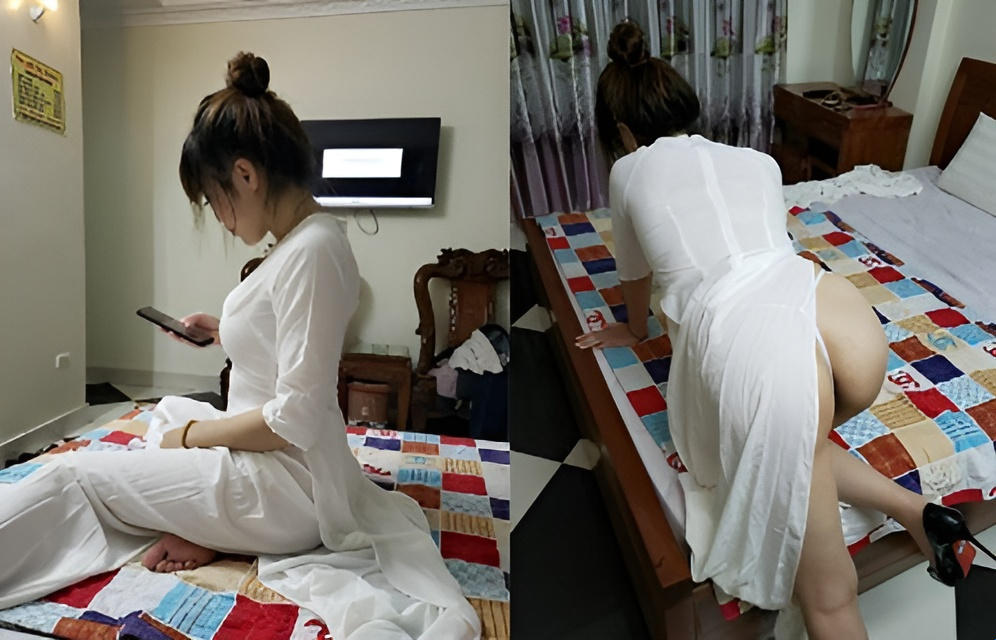 Ao dai gadis dengan payudara besar